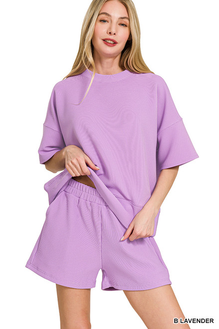 Softest* Scuba Round Neck Top & Dolphin Shorts Set ~ Each Piece