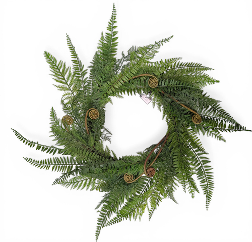 Mixed Fern / Bead Grass Wreath with Coiled Accents