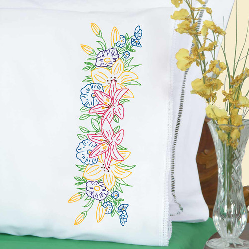 Pretty Flowers Lace Edge Pillowcases