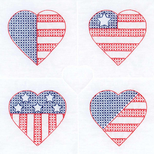 USA Hearts 18" Quilt Blocks