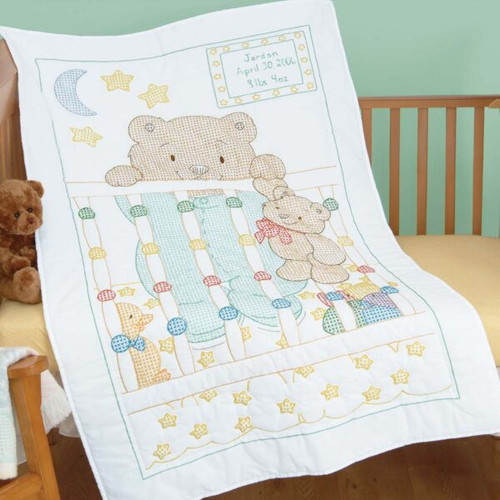 Peek-a-Boo Teddy Crib Quilt Top