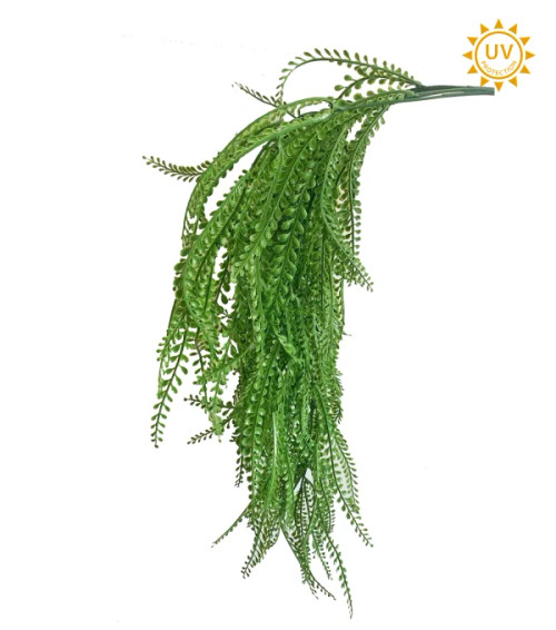 34.5" Trailing Bead Grass Hanging Plant ~ Deep Green, UV-Protected