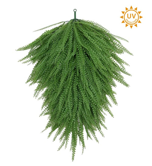 26" Artificial Bead Grass Teardrop Swag – UV Resistant Faux Greenery for Outdoors & Porch