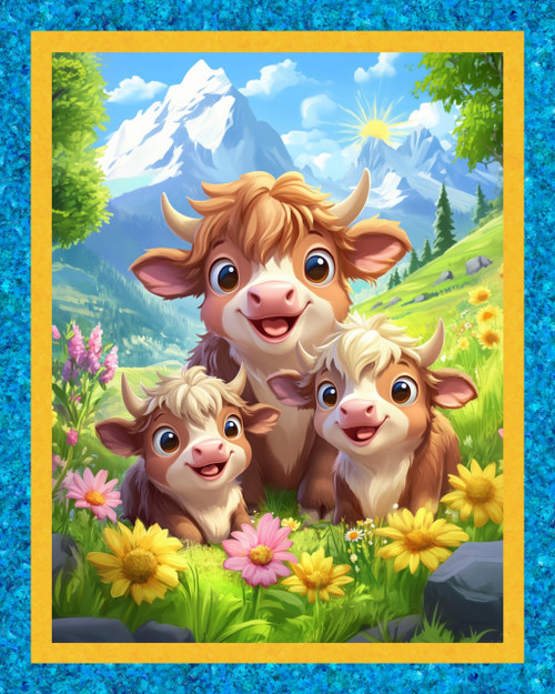 45" Happy Highlands Digital Print Cotton Fabric Panel