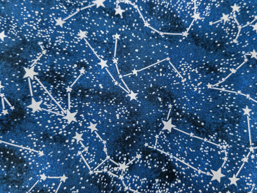 Blue Sky Constellations: Midnight Starry Night Cotton Fabric