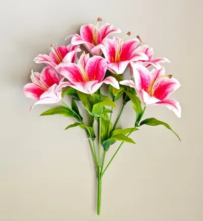 Hot Pink Lily Bush (Real Touch)