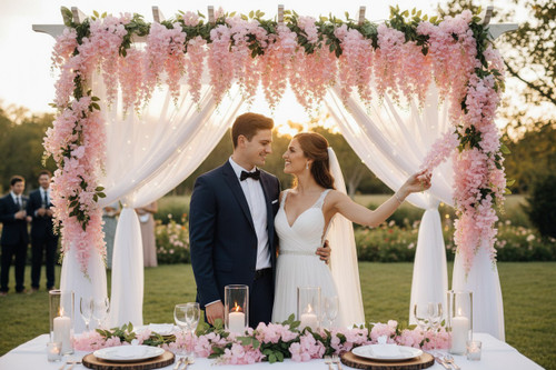 76" Premium Pink Wisteria Garland with Hanging Loops – Deluxe Artificial Silk Floral Vine for Wedding Arches, Events, and Home Decor