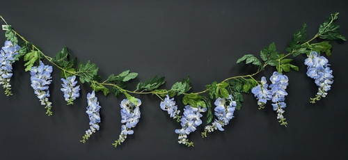 76" Premium Violet Wisteria Garland with Hanging Loops – Deluxe Periwinkle Blue Artificial Silk Floral Vine