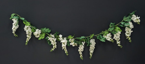 76" Ivory Cream Wisteria Garland with Hanging Loops