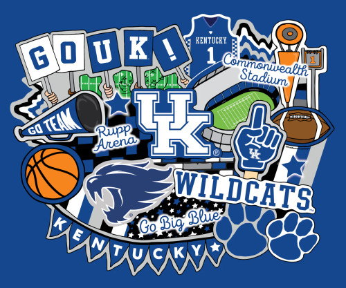 Official Licensed University of Kentucky Doodle Panel Cotton Fabric