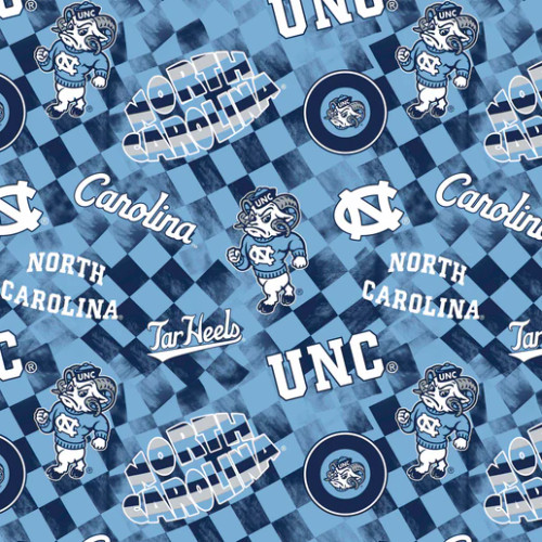 Official Licensed University of North Carolina Check Allover Cotton Fabric