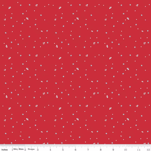 Firework Fields Red Fireflies & Starburst Print Riley Blake Cotton Fabric