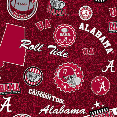 Official Licensed University of Alabama Home State Cotton Fabric