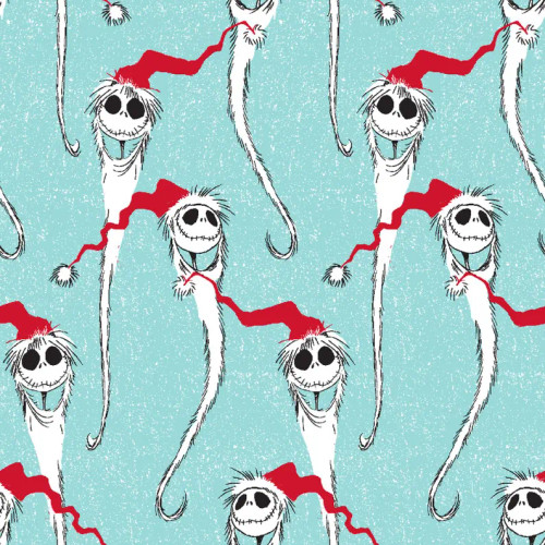 Licensed Nightmare Before Christmas Santa Jack Toss Blue Cotton Fabric