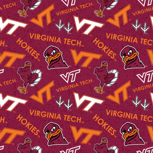 Official Licensed Virginia Tech University Tone on Tone Cotton Fabric