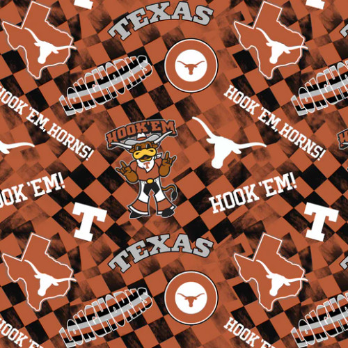 Official Licensed University of Texas Check Allover Cotton Fabric