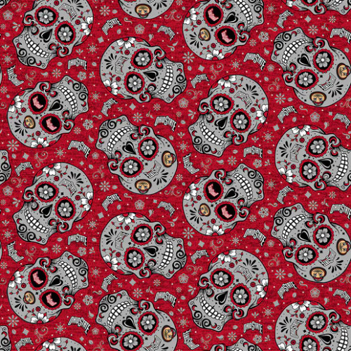 Official Licensed Ohio State University Sugar Skull Cotton Fabric