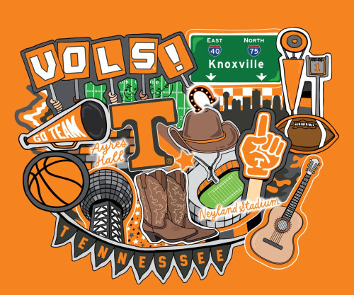 Official Licensed Tennessee Volunteers Doodle Quilt Panel Cotton Fabric