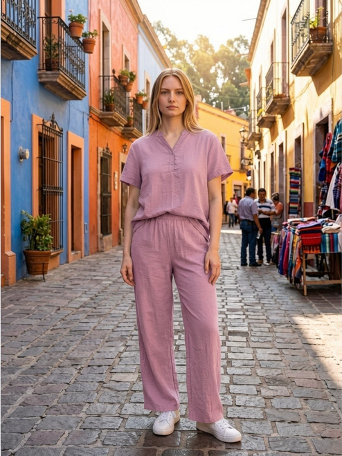 Linen Look Matching Set ~ Top or Wide Leg Pants (Sold Separately)