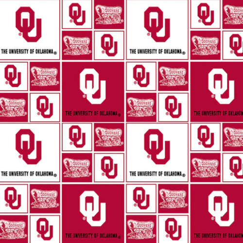 Official Licensed University of Oklahoma Geometric Cotton Fabric