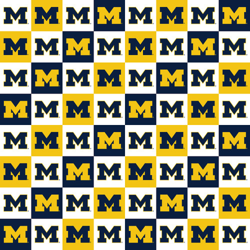 Official Licensed University of Michigan Collegiate Check Cotton Fabric
