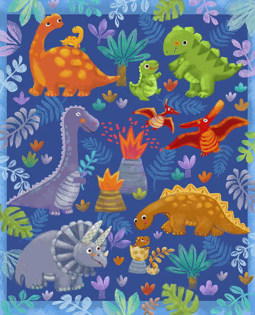 Wee Ones Dinosaur 35" x 44" Panel Cotton Fabric
