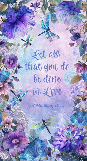 Let All You Do Be Done in Love Corinthians 16:14 Panel Cotton Fabric 24.5" x 44"