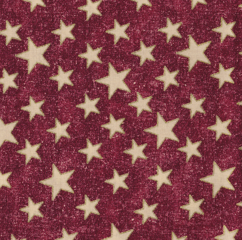 Patriotic Stars Gold Glitter Red Tonal Cotton Fabric