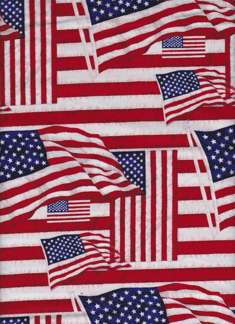 American Flag Toss Patriotic Cotton Fabric