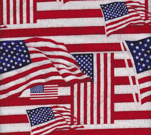 American Flag Toss Patriotic Cotton Fabric