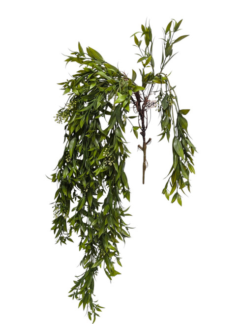 Dark Green & White Seeded Willow Hanging Bush