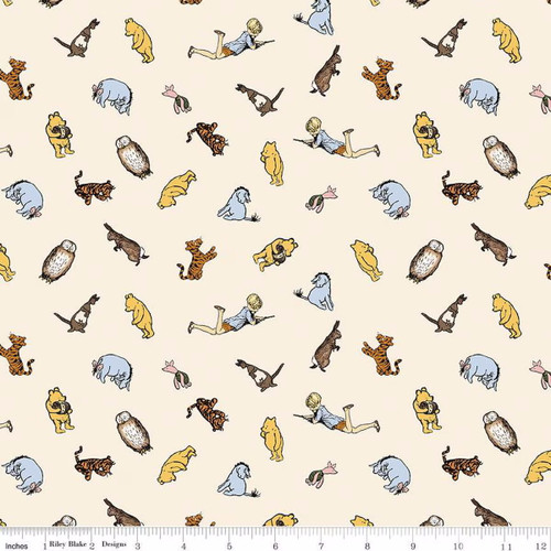 Winnie the Pooh Character Toss Cream Cotton Fabric