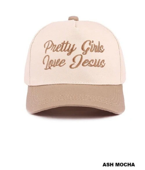 "Pretty Girls Love Jesus" Embroidered Two-Tone Trucker Hat | Faith Apparel