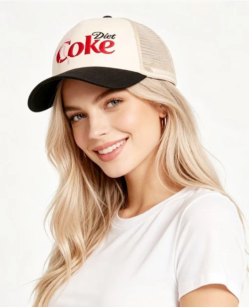 Diet Coke Pink Bow Embroidered Two-Tone Trucker Hat