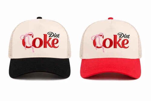 Diet Coke Pink Bow Embroidered Two-Tone Trucker Hat