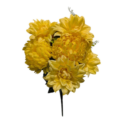 Buttery Yellow Dahlia and Mum Bush