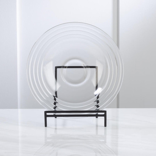 Straight Edge Short Bowl Stand - Black - Metal