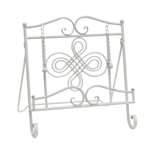 Swirl Design Metal Cookbook Stand - White