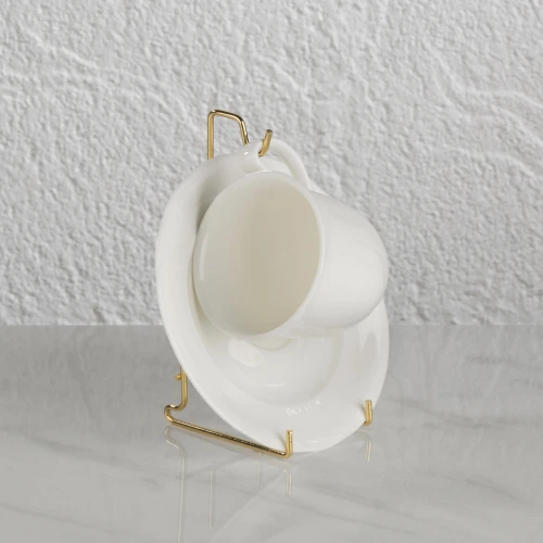 Smooth Wire Cup & Saucer Display Stand - Brass Finish