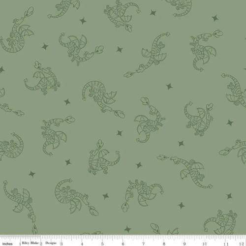 Faraway Kingdom Dragon Flight (Forest) Riley Blake Cotton Fabric