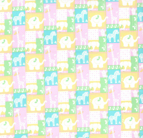 Pink Jungle Animal Patchwork Nursery Cotton Fabric