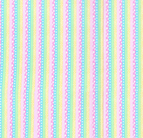Pastel Flower Stripe Nursery Cotton Fabric