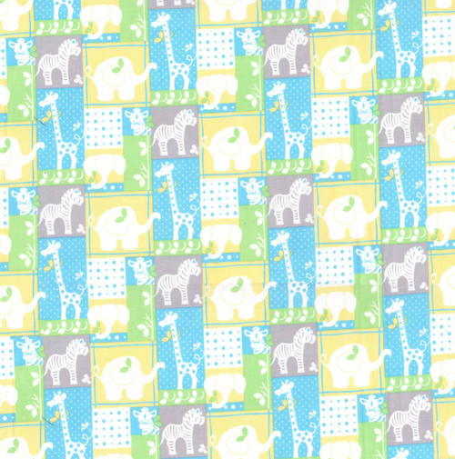Blue Jungle Animal Patchwork Nursery Cotton Fabric