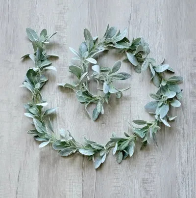 Flocked Lambs Ear Garland 6'