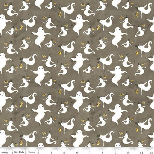 Spooky Tombstone Tossed Ghost Riley Blake Cotton Fabric