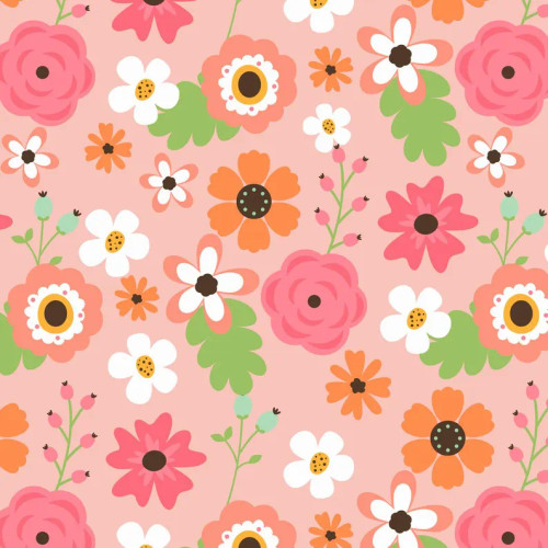 Fantastic FLANNEL - Spring Flowers Pink Flannel Fabric