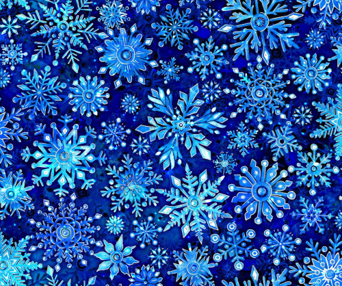 Noel Blue Winter Snowflakes Cotton Fabric