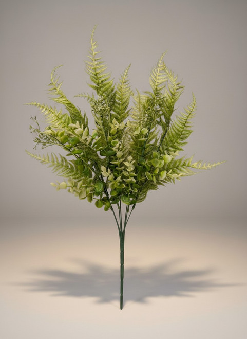 Eucalyptus & Fern Mixed Bush - Cream