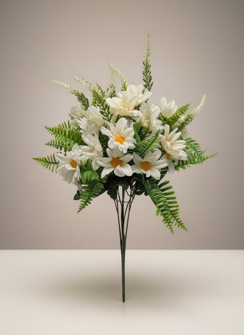 Cream Daisies with Fern Accents