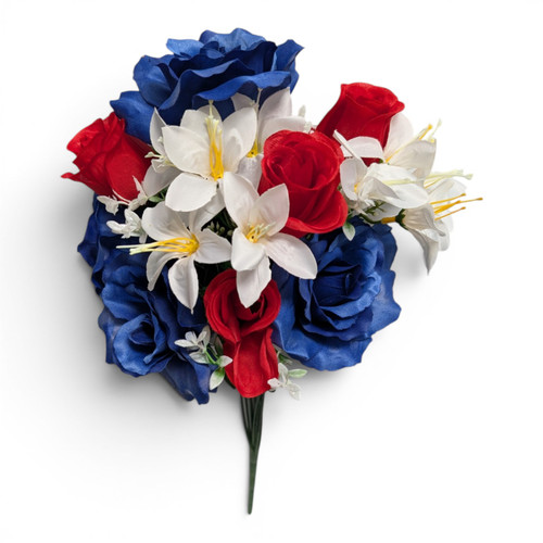Rose Bud Mixed Bush - Red White & Blue